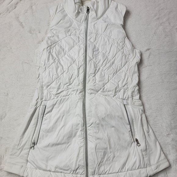 Lululemon Women's White Down For A Run Slim Full-Zip Puffer Vest Size 4 - Picture 2 of 7